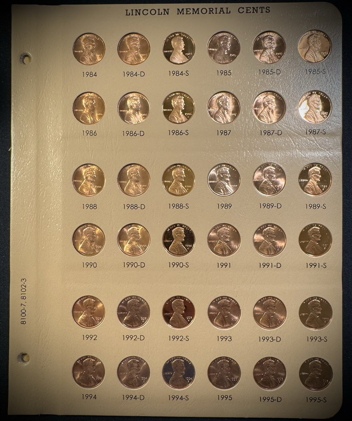 1984-1995 P D S Lincoln Cent Penny 36 Coin Business & PROOF Set NEW Dansco Page0