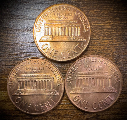 1968 Lincoln Memorial Cent P D S Uncirculated 3 Coin Lot From Original Rolls1