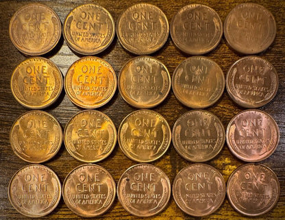 1936 Lincoln Wheat Cent Brilliant Uncirculated And Uncirculated Lot Of 20 Coins4