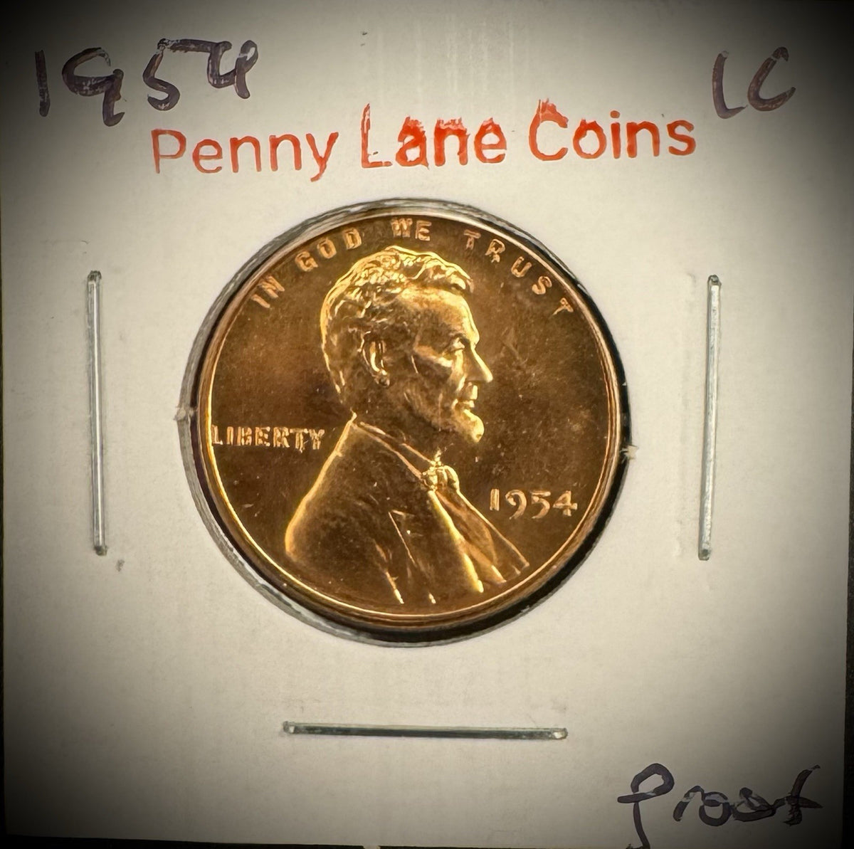 1954 Lincoln Wheat Cent RED PROOF LUSTROUS LOW MINTAGE 233,300 #12
