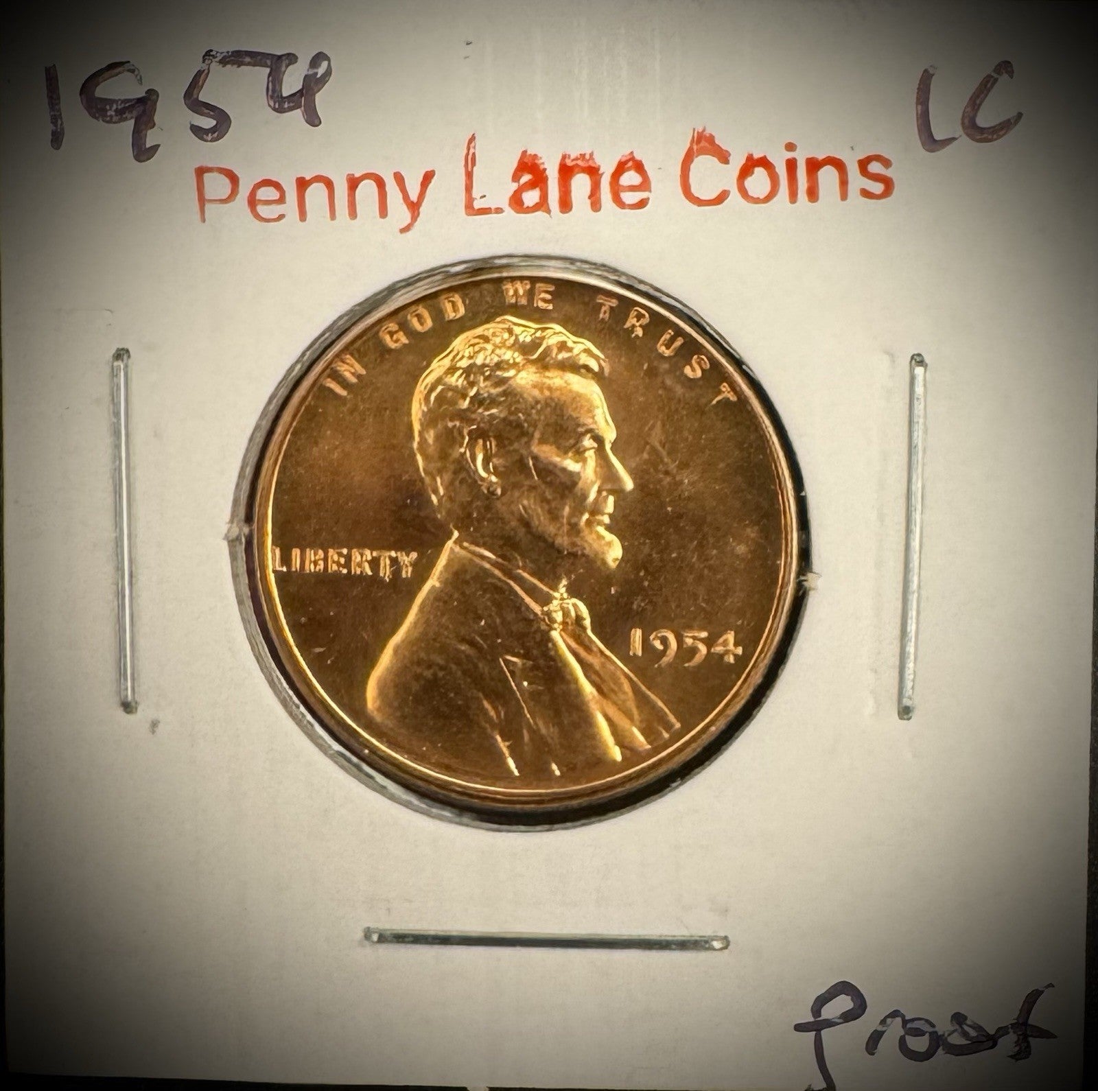 1954 Lincoln Wheat Cent RED PROOF LUSTROUS LOW MINTAGE 233,300 #12