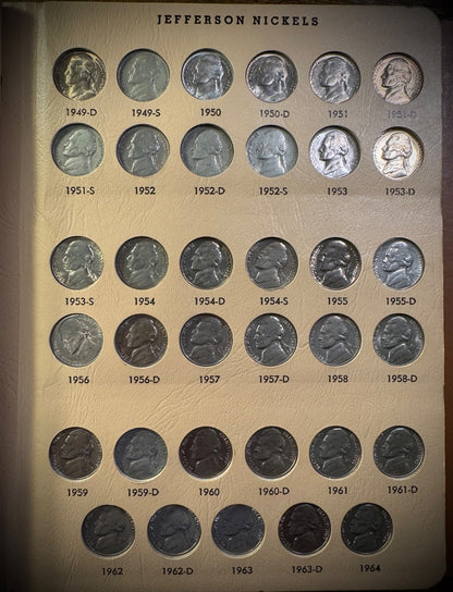 1938-1990 Jefferson Nickel High Grade COMPLETE SET w PROOFS In DANSCO 161 Coins3