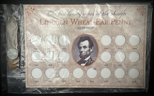 Last Twenty Years of the Obsolete Lincoln Wheat-Ear Penny 1939-1958 20 Coin Set0