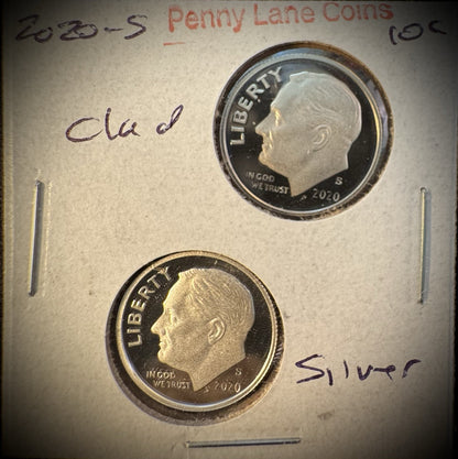 2020-S 99.9% SILVER And Clad PROOF Roosevelt Dime 10C .999 Fine Lot Of 2 Coins6