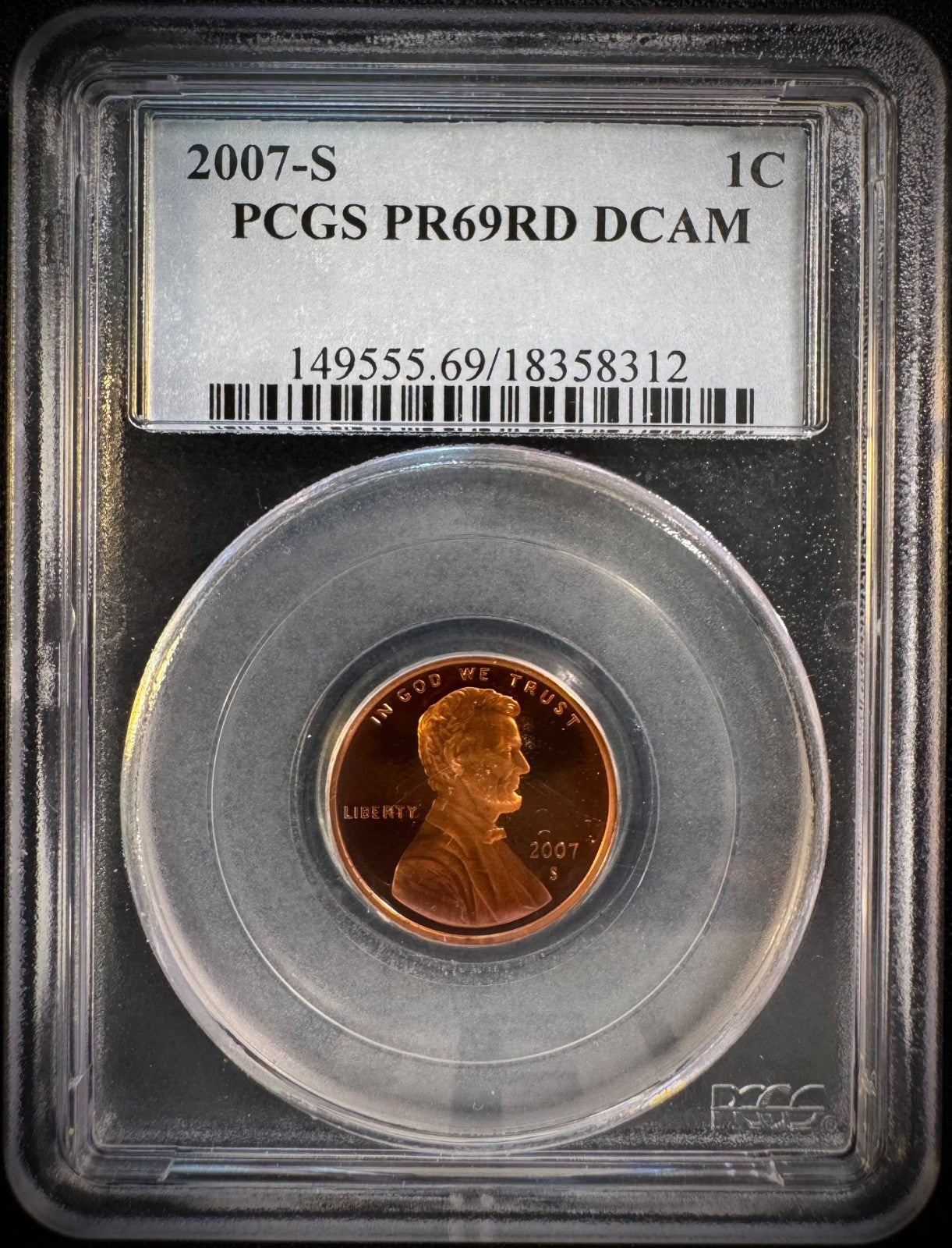 2007-S Lincoln Memorial Cent Penny PCGS PR69RD DCAM PROOF Coin DEEP CAMEO0