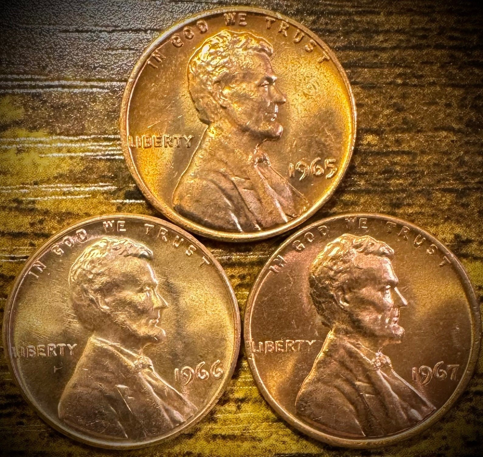 1965-1967 Lincoln Memorial Cent Uncirculated BU 3 Coin Lot From Original Rolls0