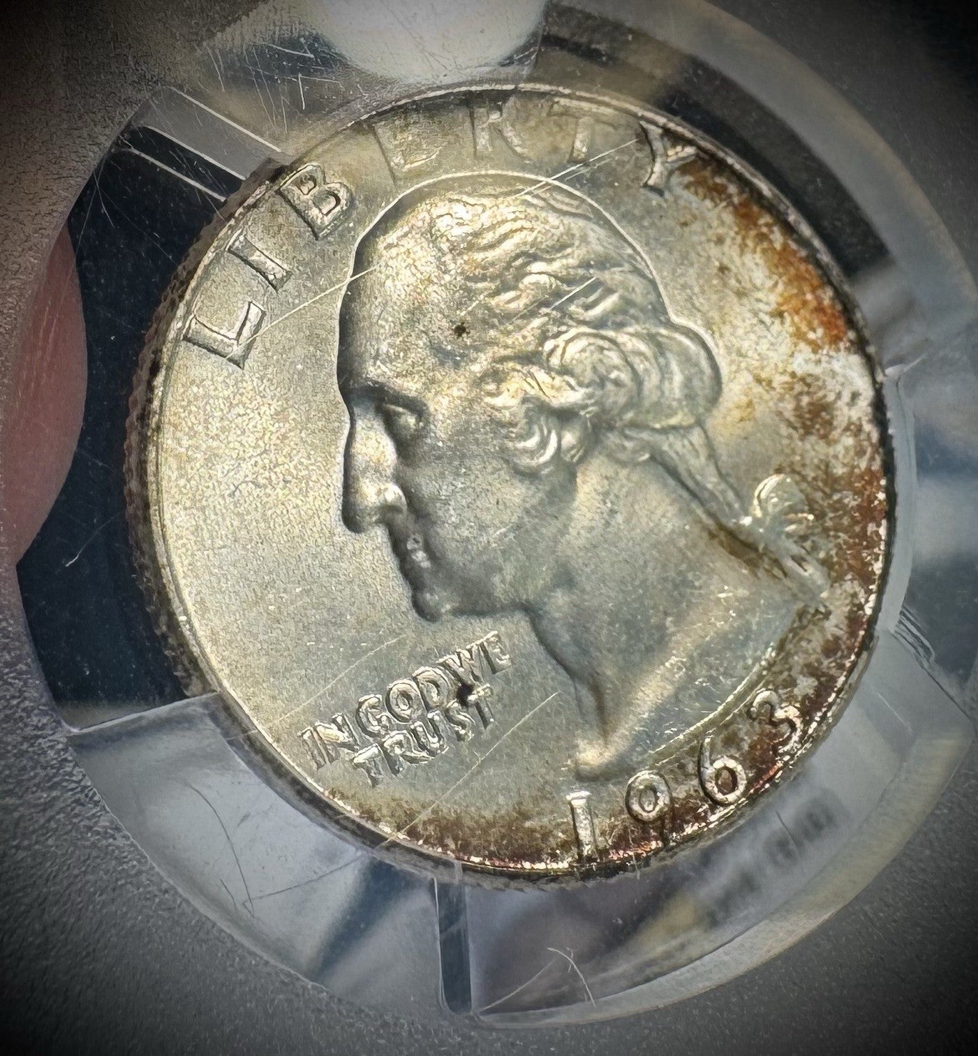1963-D Silver Washington Quarter PCGS MS66 TONED5