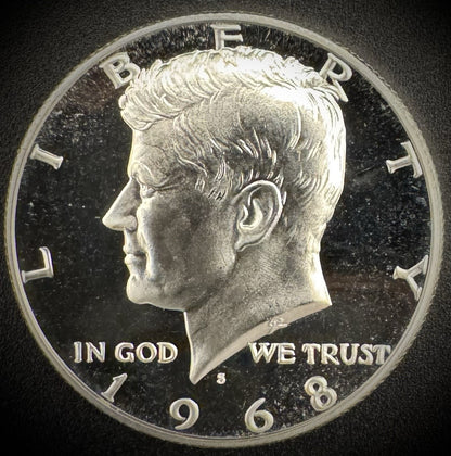 1968-S Kennedy 40% SILVER Half Dollar GEM PROOF 50C DEEP ULTRA CAMEO0