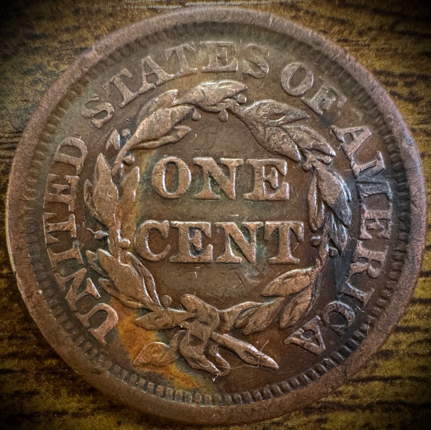 1856 Large Cent Coronet Head Braided Hair Style Slanted 5 BEAUTIFUL TONING1