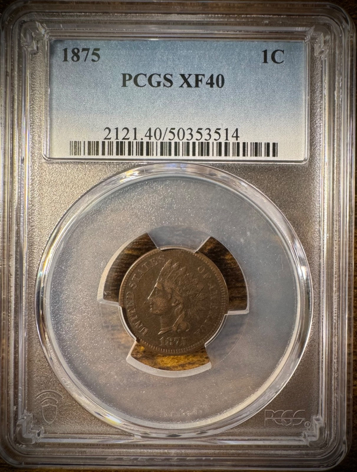 1875 Indian Head Cent Penny PCGS XF 40 SEMI-KEY Date0