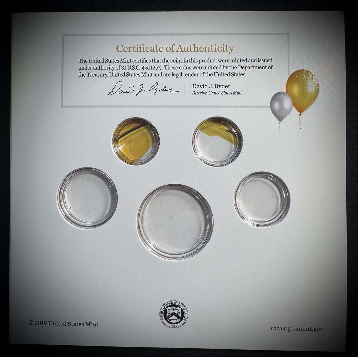 2020 US Mint Happy Birthday Coin Set Card w Plastic Coin Holders Only No Coins2