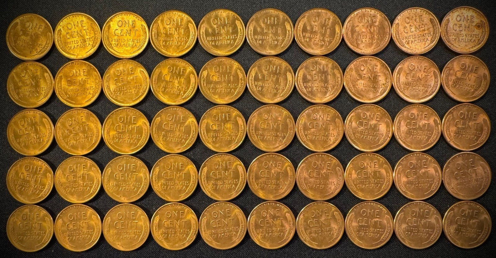 1949-S Lincoln Wheat Cent Penny Red Uncirculated Roll Of 50 Coins4