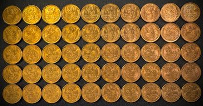 1949-S Lincoln Wheat Cent Penny Red Uncirculated Roll Of 50 Coins4