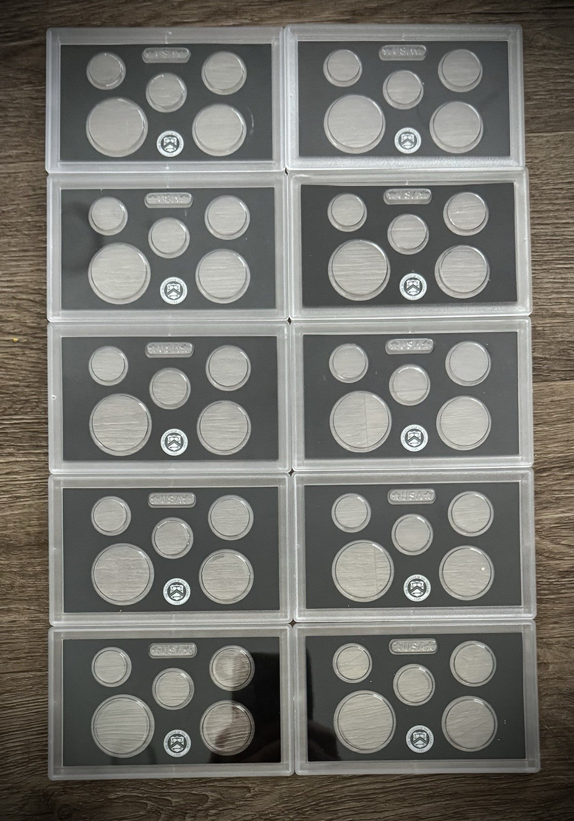 Black Empty Plastic Case Holds 5 Coins Lot of 10 From US MINT Silver Proof Sets0
