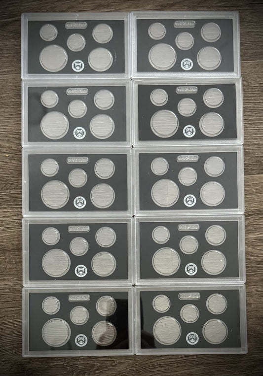 Black Empty Plastic Case Holds 5 Coins Lot of 10 From US MINT Silver Proof Sets0