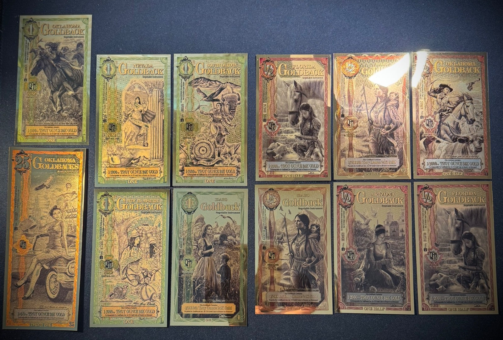 GOLDBACKS Florida Arizona Idaho Oklahoma Nevada S Dakota N Hampshire Lot Of 120