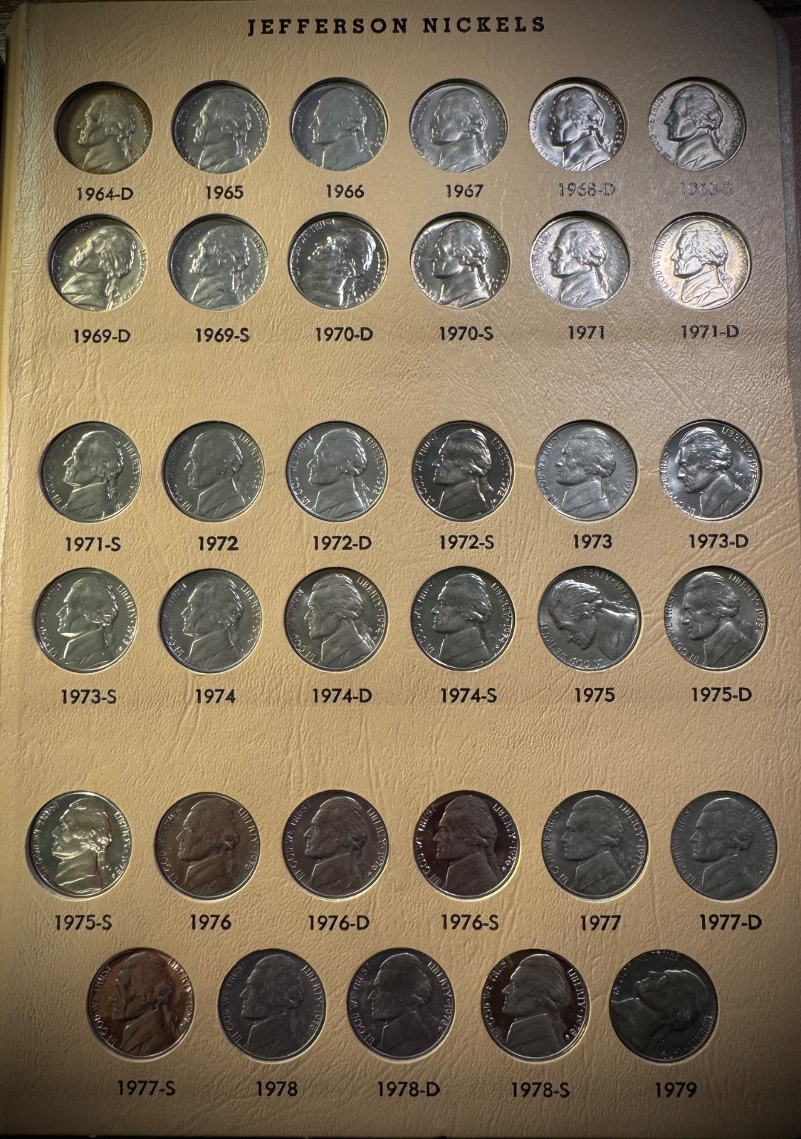 1938-1990 Jefferson Nickel High Grade COMPLETE SET w PROOFS In DANSCO 161 Coins5