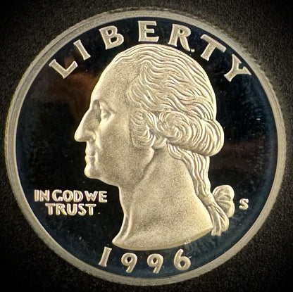 1996-S GEM PROOF Washington Quarter 25C SILVER DEEP ULTRA CAMEO Coin0