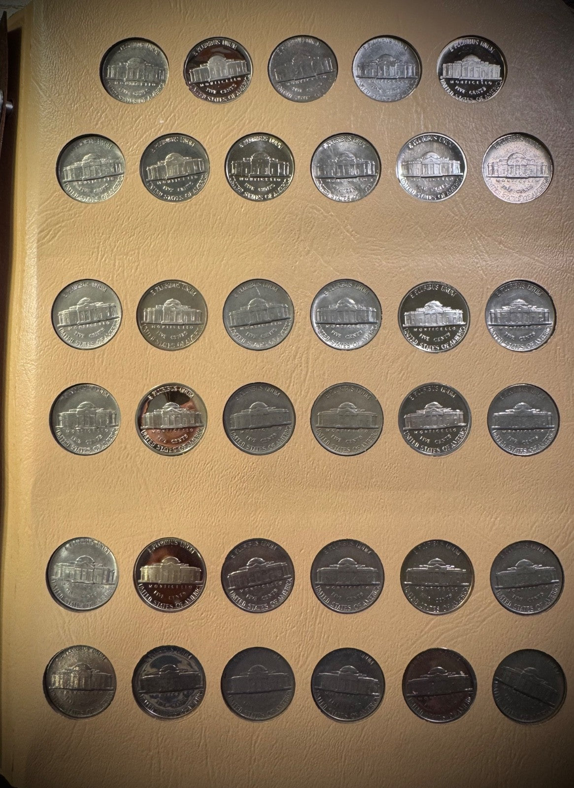 1938-1990 Jefferson Nickel High Grade COMPLETE SET w PROOFS In DANSCO 161 Coins8