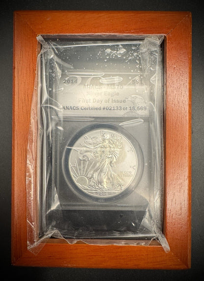 2014 American Silver Eagle ANACS MS70 First Day Of Issue Certified #02133/16,5690