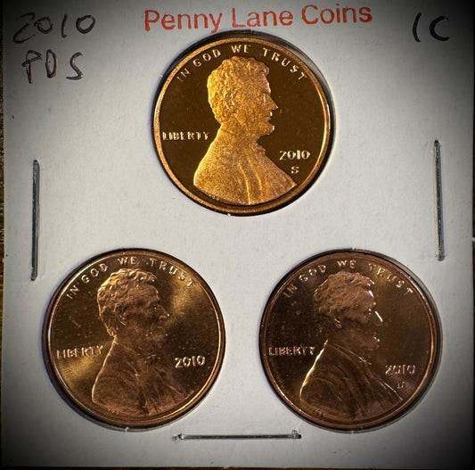 2010 P D S Lincoln Shield Cent UNCIRCULATED + PROOF 3 Coin Lot First Year Shield0