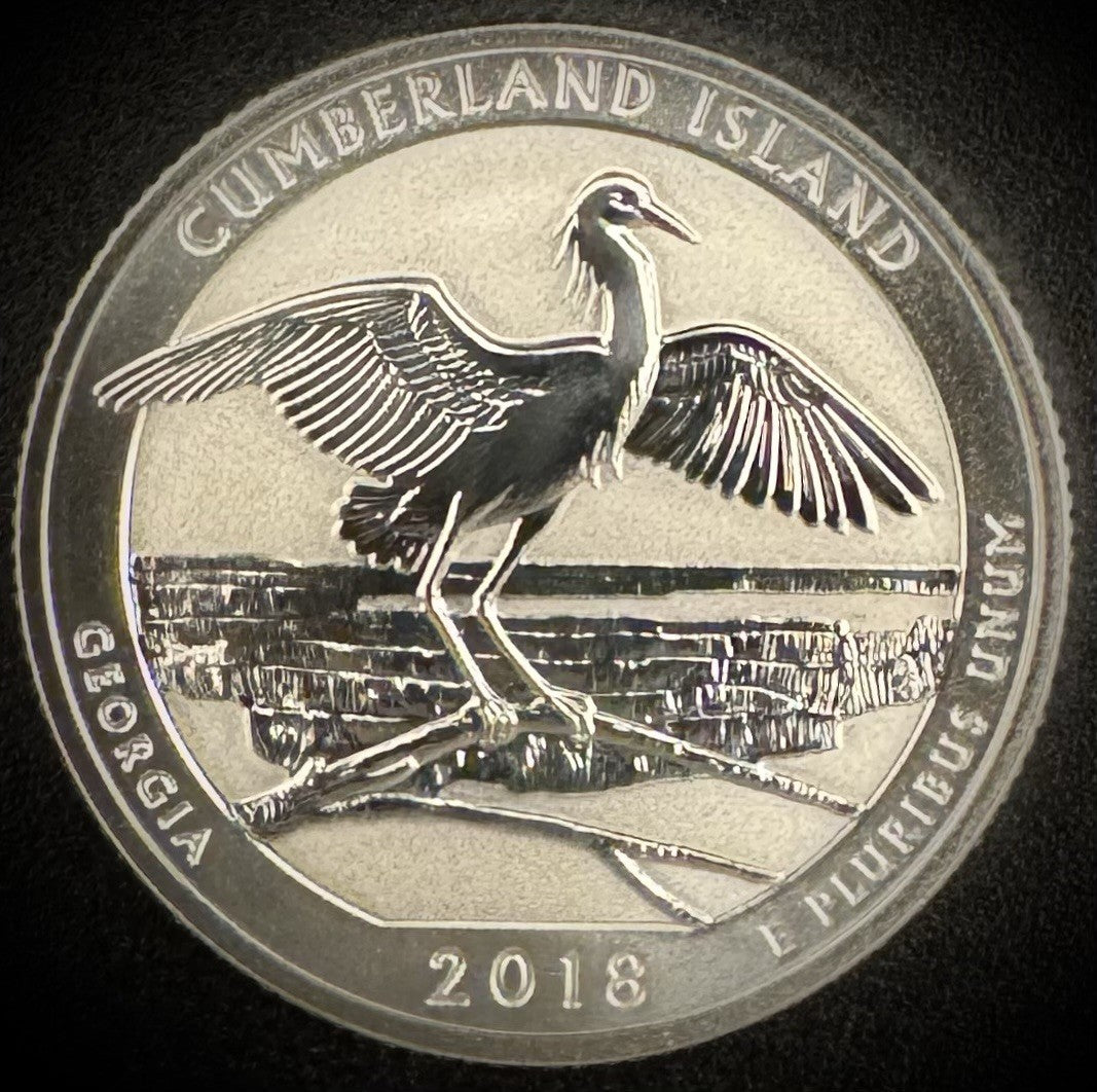 2018-S GEM REVERSE PROOF ATB Cumberland Island 90% SILVER Quarter DEEP CAMEO0