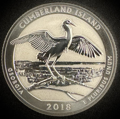2018-S GEM REVERSE PROOF ATB Cumberland Island 90% SILVER Quarter DEEP CAMEO0