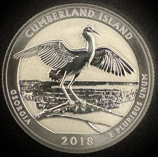 2018-S GEM REVERSE PROOF ATB Cumberland Island 90% SILVER Quarter DEEP CAMEO0