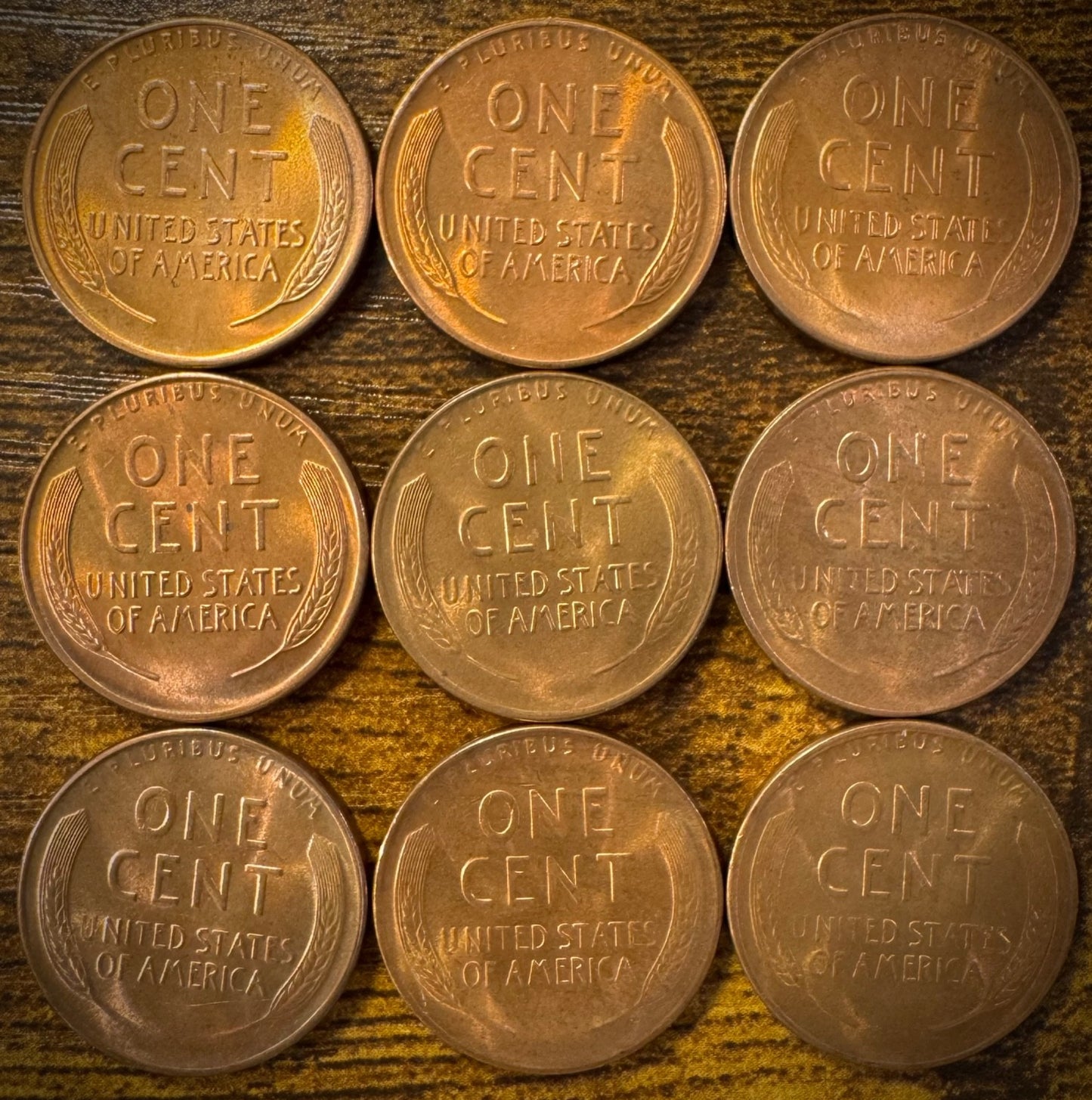 1936-D Lincoln Wheat Cent Brilliant Uncirculated Lot Of 9 Coins1