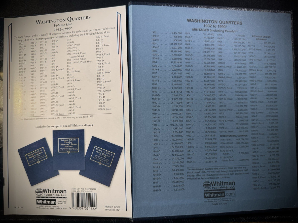 Washington Quarters 1932-1990 Whitman 9122 Gently Used Coin Album Book12