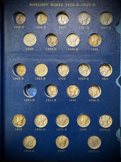 1916-1945 Mercury Silver Dime Partial Set In Whitman Deluxe Album 55 Coins3