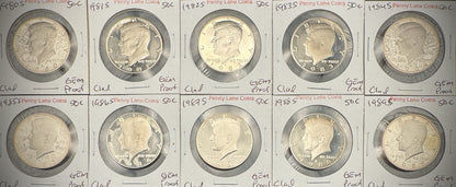 1980-1989 S Kennedy Half Dollar GEM PROOF DEEP ULTRA CAMEO Set Lot Of 10 Coins0