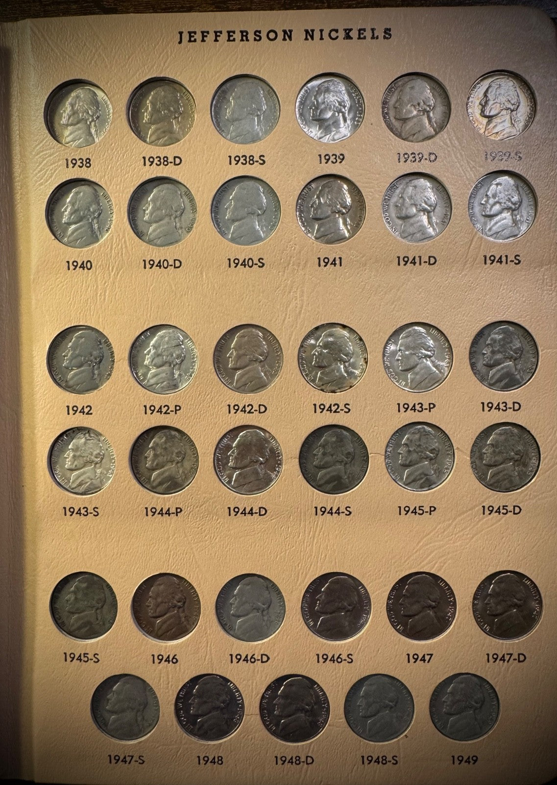 1938-1990 Jefferson Nickel High Grade COMPLETE SET w PROOFS In DANSCO 161 Coins1