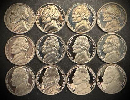 1968-1979 S Jefferson Nickel PROOF 12 Coin Collection From US Mint Proof Sets0