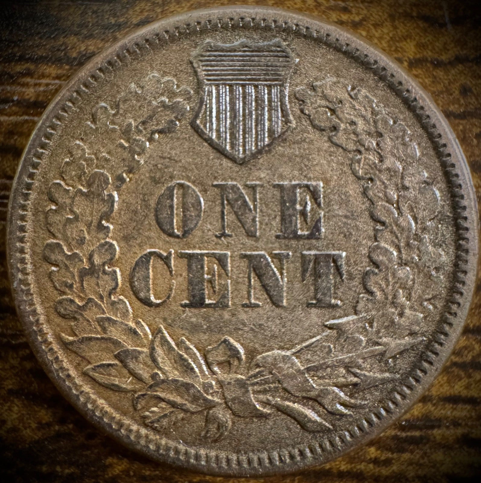 1861 Indian Head Cent Penny Copper-Nickel XF/AU SEE VIDEO MULTI-COLORED TONED1