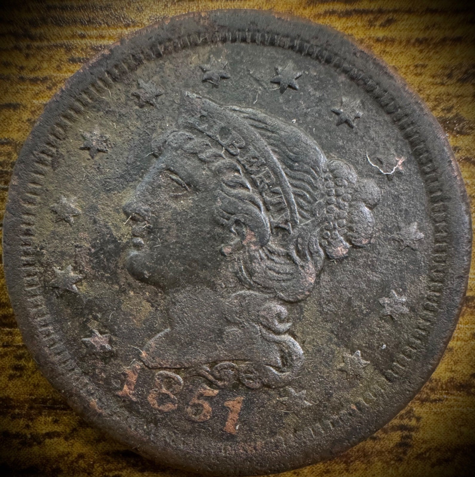 1851 Large Cent Coronet Head Braided Hair Style #50