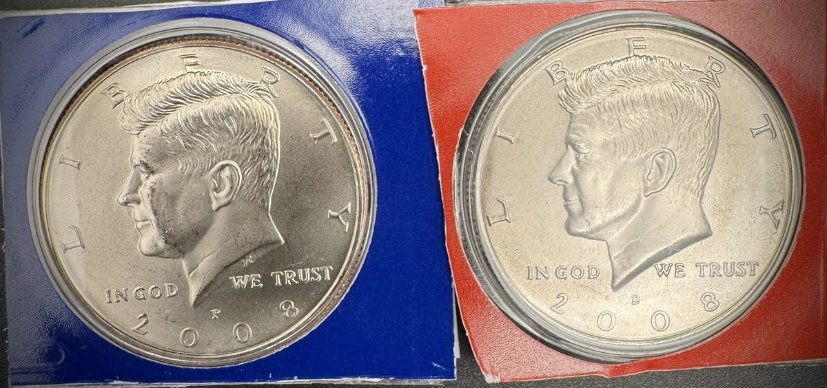 2008 P D Satin Finish Kennedy Half Dollar 2 Coins From US Mint Uncirculated Set8