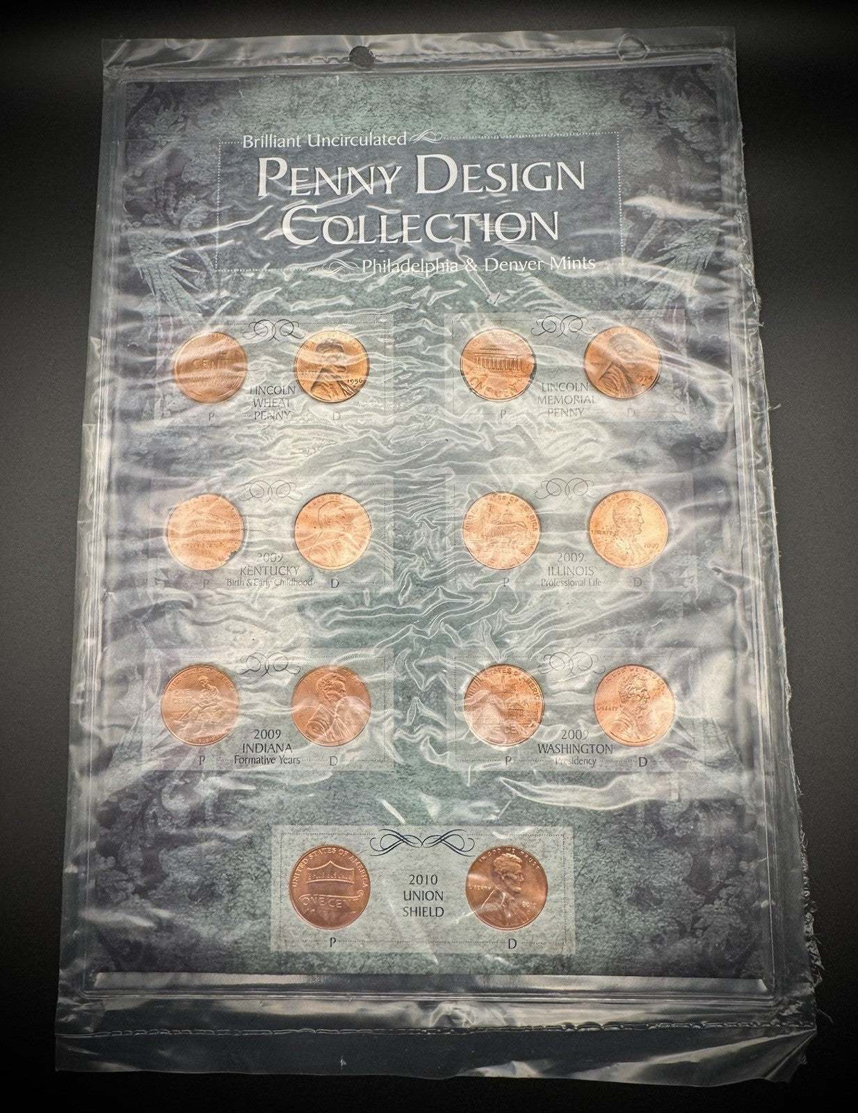 BU Penny Design Collection 1956 1974 2009 2010 P D 14 Coin Lot SEALED NEW COA0