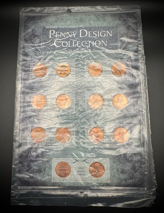 BU Penny Design Collection 1956 1974 2009 2010 P D 14 Coin Lot SEALED NEW COA0