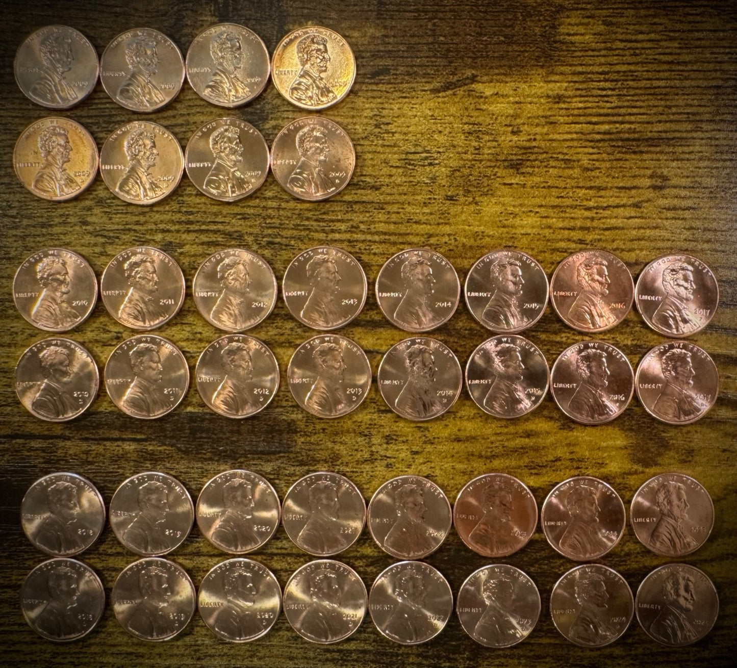 2009-2025 Lincoln Shield Cent Penny P D Uncirculated 40 Coin Set From Rolls0