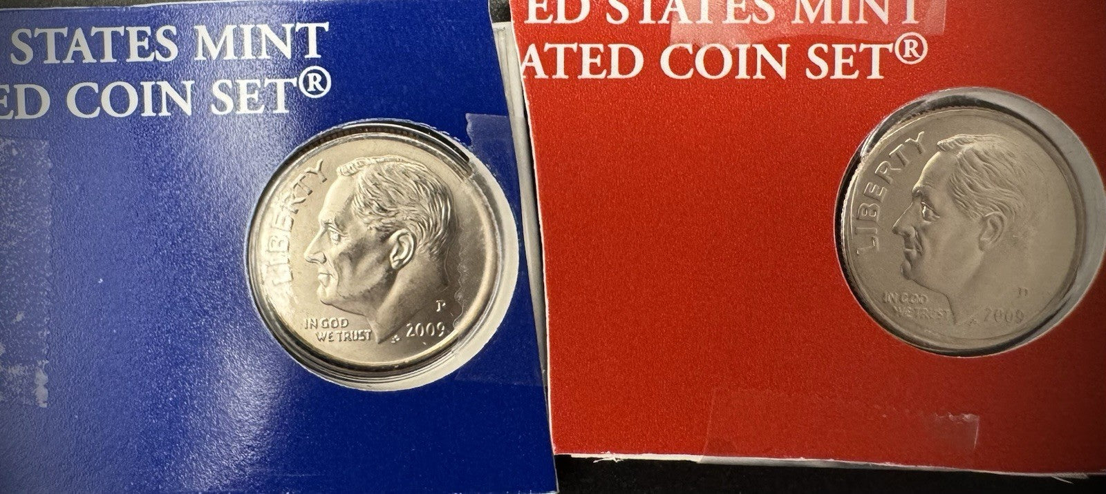 2009 P D Satin Finish Roosevelt Dime 2 Coin Lot From US Mint Uncirculated Set0