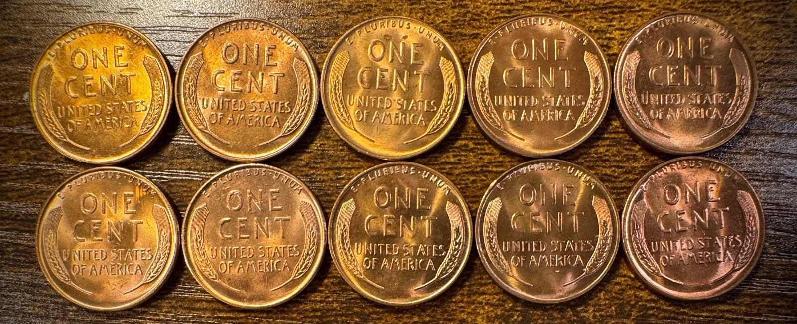 1936 Lincoln Wheat Cent Brilliant Uncirculated Red Lot Of 10 Coins4