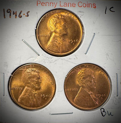 1946-S Lincoln Wheat Cent RED Brilliant Uncirculated Lot Of 9 Coins4