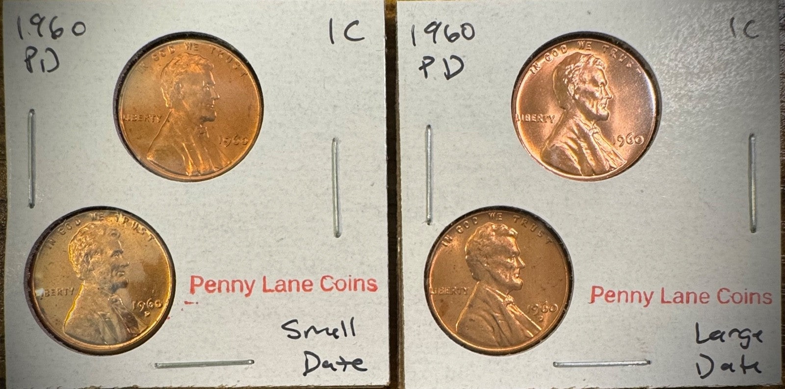 1960 P & D Lincoln Memorial Cent Small & Large Date BU 4 Coin Set Original Rolls0