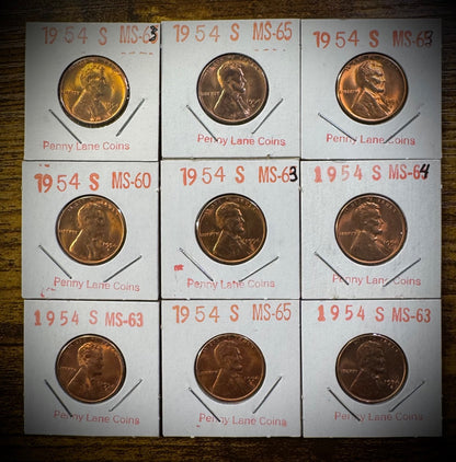 Lincoln Wheat Cent 1945-S 1950-S 1951-D 1953-D 1954-D&S 41 Coin Overstock Lot11