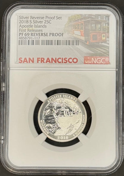 2018-S Silver Washington Quarter Apostle Island NP Reverse Proof PF69 NGC0