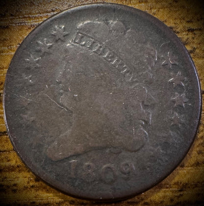 1809 1/2C Half Cent Classic Head Copper Obsolete Denomination First Year of Type0