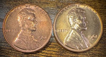1961 P & D Lincoln Memorial Cent BU 2 Coin Set From Original Rolls0