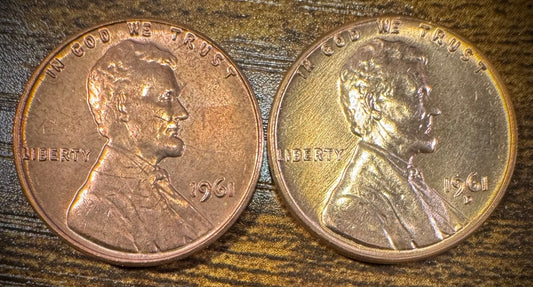 1961 P & D Lincoln Memorial Cent BU 2 Coin Set From Original Rolls0
