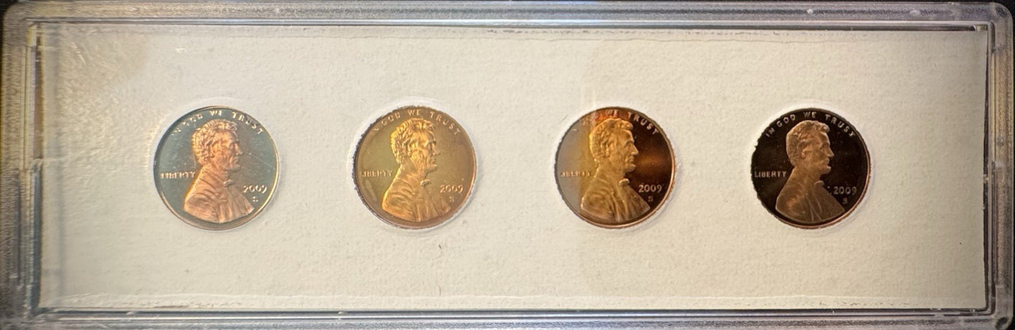 2009-S Lincoln Bicentennial Cent GEM PROOF 4 Coin Set GORGEOUS Naturally Toned1